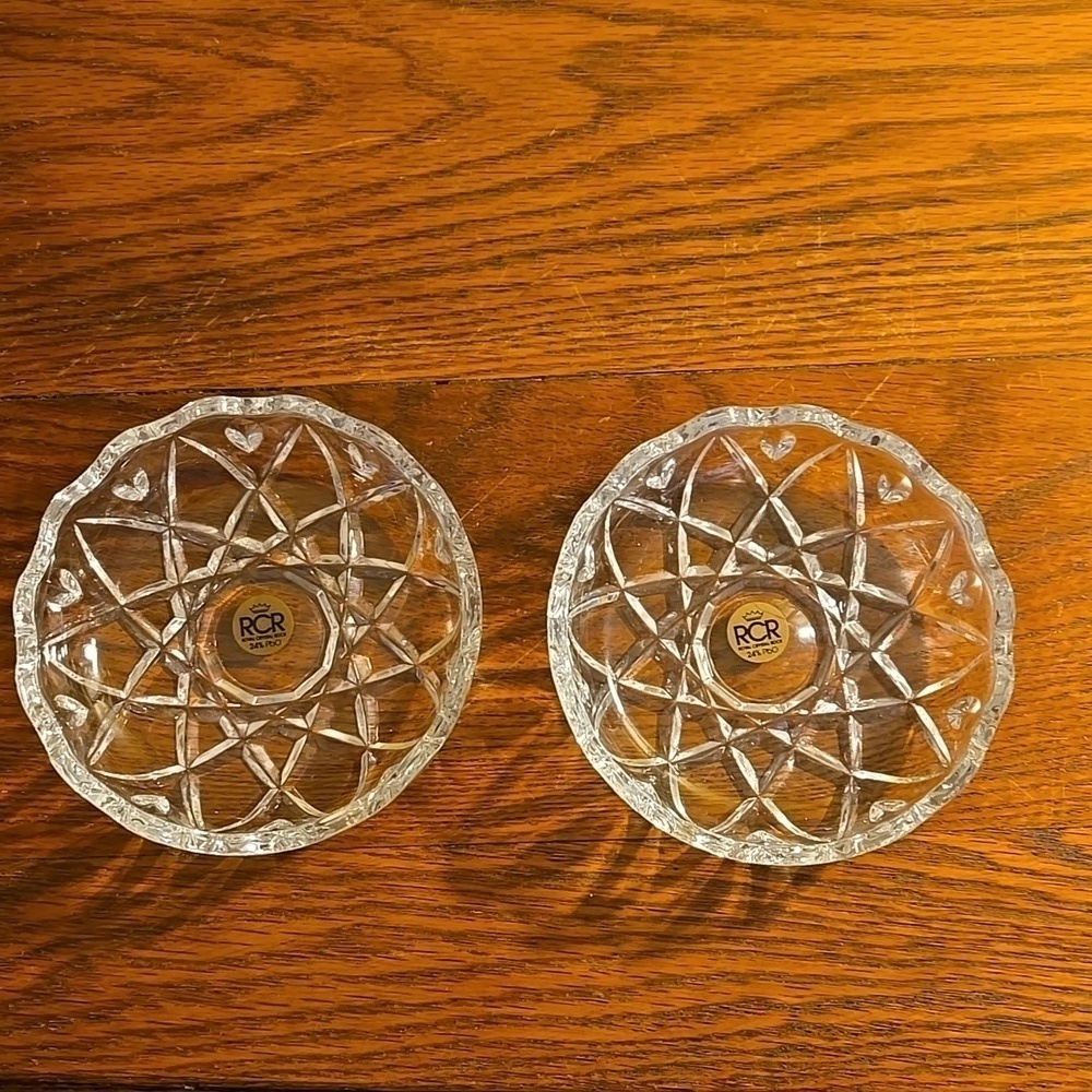 RCR 24% Lead Crystal Round Trinket Dishes, Pair